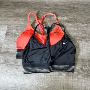 Bundle! Nike Bright Orange Red and Black Sports Bras